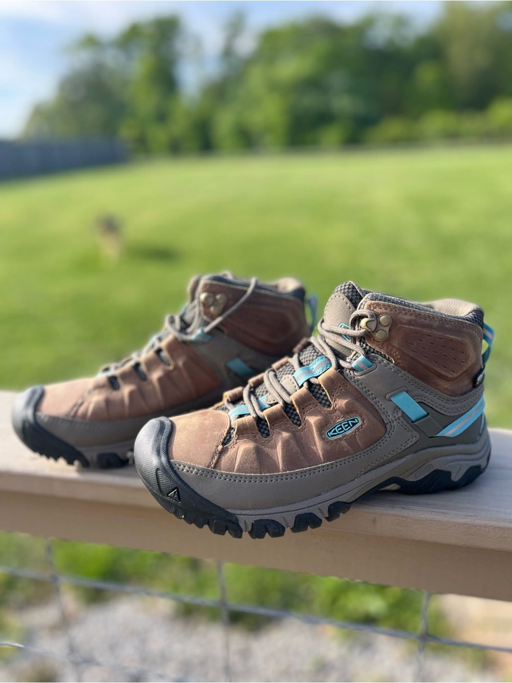 Women’s Keen Targhee III Brown Hiking Ankle Boots with Teal Accents